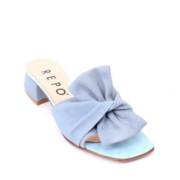 PHIL GATIÈR by REPO Shoes - PHIL GATIÈR by REPO 47504 Baby Blue Suede Leather Slide Heel Sandal